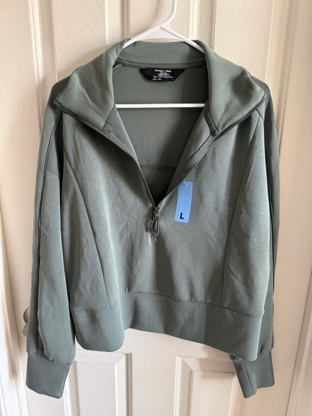 Midweight Half-Zip Bomber Jacket in Sage Green by Universal Thread